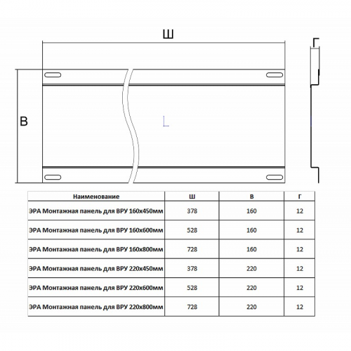 mp_v16.8 Монтажная панель ЭРА для ВРУ (160х800) оцинкованная толщина стали 1,5 мм, цена за 1 шт