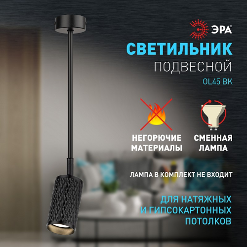 OL45 BK Светильник настенно-потолочный спот ЭРА OL45 BK MR16 GU10 IP20 черный, цена за 1 шт