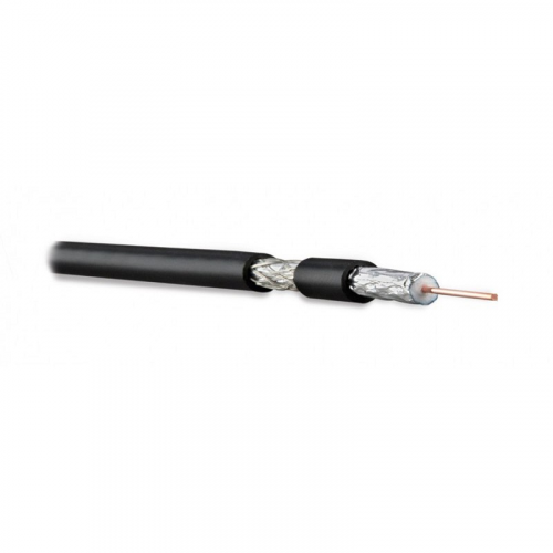Hyperline COAX-RG6-CU-100 (100 м) Кабель коаксиальный RG-6, 75 Ом (ТВ, SAT, CATV), однопроволочная жила 18 AWG, 1.02 мм, медь, экран оплетка (48%) и фольга, внешний диаметр 6.9 мм, PVC, -20°C – +75°C, черный, цена за 1 упак