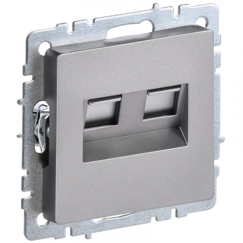 BRITE Розетка компьютерная двойная RJ45 кат.5E РК10-2-БрС сталь IEK, цена за 1 шт