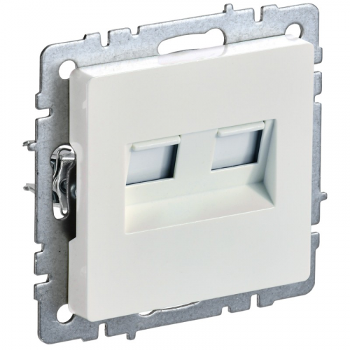 BRITE Розетка двойная RJ11+RJ45 кат.5E РК/Т12-БрЖ жемчуг IEK, цена за 1 шт