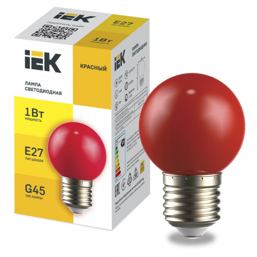 LIGHTING Лампа светодиодная декоративная G45 шар 1Вт 230В красный E27 IEK, цена за 1 шт