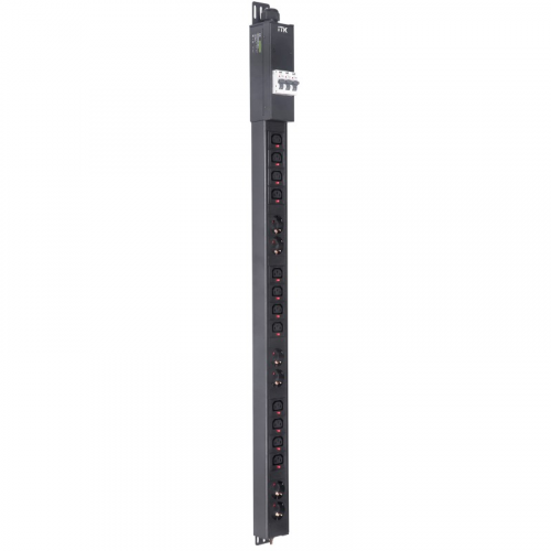 ITK BASE PDU вертикальный PV1113 25U 3 фазы 32А 6 розеток SCHUKO (немецкий стандарт) + 12 розеток C13 с клеммной колодкой и кабелем 3м вилка IEC60309 (промышленная), цена за 1 шт