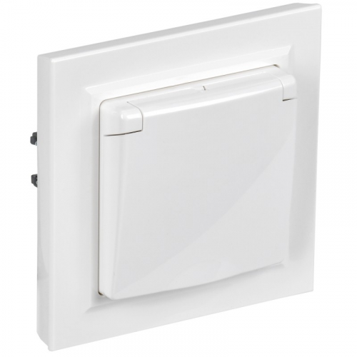 BRITE Розетка 1-местная с заземлением с защитными шторками и крышкой 16А IP44 в сборе РСбш10-3-44-БрБ белый, цена за 1 шт