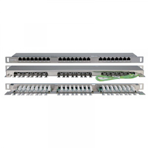 Hyperline PPHD-19-24-8P8C-C5E-SH-110D Патч-панель высокой плотности 19", 0.5U, 24 порта RJ-45, категория 5E, Dual IDC, экранированная, цена за 1 шт