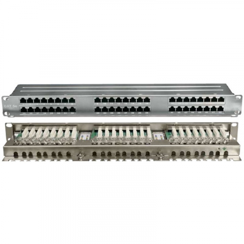 Hyperline PPHD-19-48-8P8C-C5E-SH-110D Патч-панель высокой плотности 19", 1U, 48 портов RJ-45, полный экран, категория 5E, Dual IDC, цена за 1 шт
