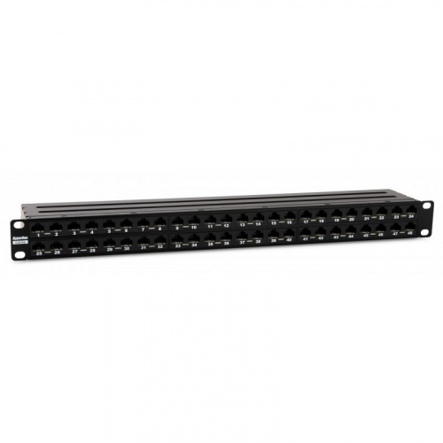 Hyperline PPHD-19-48-8P8C-C6A-110D Патч-панель высокой плотности 19", 1U, 48 портов RJ-45, неэкранированная, категория 6A, Dual IDC, цена за 1 шт