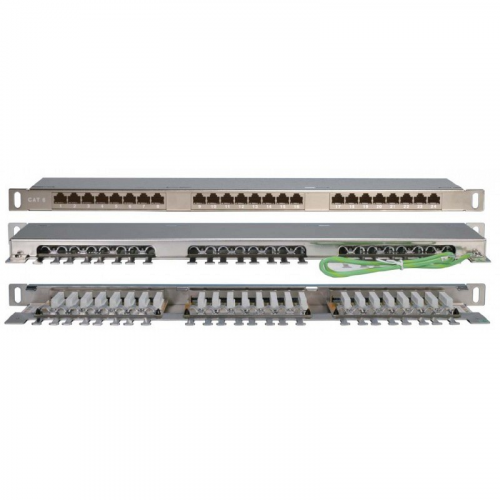 Hyperline PPHD-19-24-8P8C-C6-SH-110D Патч-панель высокой плотности 19", 0.5U, 24 порта RJ-45, категория 6, Dual IDC, экранированная, цена за 1 шт