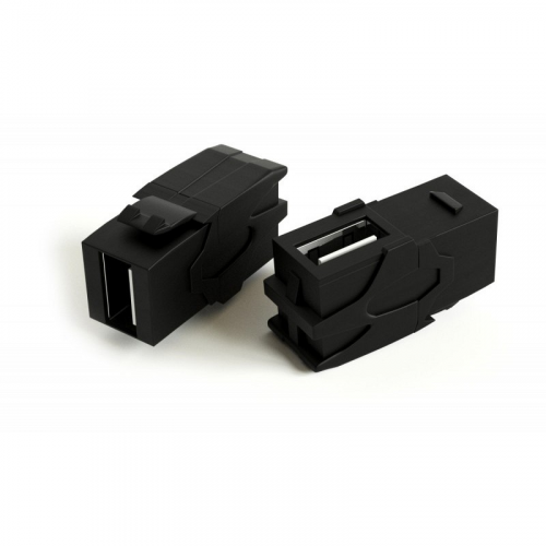 Hyperline KJ1-USB-VA2-BK Вставка формата Keystone Jack с проходным адаптером USB 2.0 (Type A), 90 градусов, ROHS, черная, цена за 1 шт