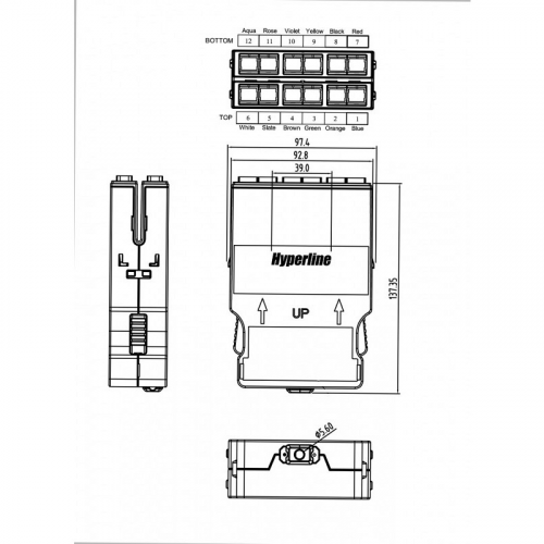 Hyperline PPTR-CSS-2-6xDSC-SM/GN-BL Кассета для оптических претерминированных решений, 6 дуплексных портов SC, 1хMPO (папа), для одномодового кабеля, синий корпус/зеленые порты, цена за 1 шт