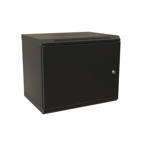 WRline WR-TW-1266-SR-RAL9004 Шкаф настенный 19-дюймовый (19"), 12U, 650x600х600мм, цельнометаллическая дверь с замком, цвет черный (RAL 9004) (разобранный), цена за 1 компл