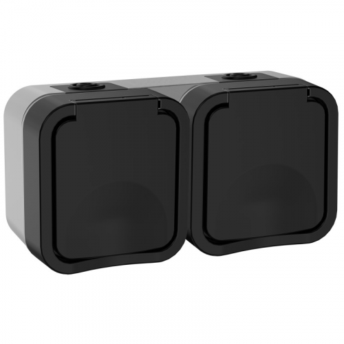 TORS Розетка 2-местная горизонтальная 16А IP55 TS122 графит IEK, цена за 1 шт