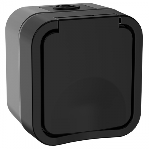 TORS Розетка 1-местная с заземляющим контактом и крышкой 16А IP55 TS120 графит IEK, цена за 1 шт