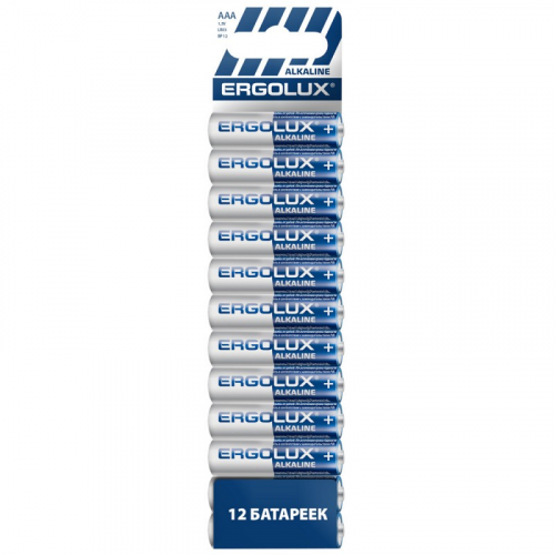 Ergolux Alkaline BP12 LR03 (ПРОМО, LR03 BP12, мизинчиковая батарейка ААА 1.5В) (упак. 12 шт.), цена за 1 упак