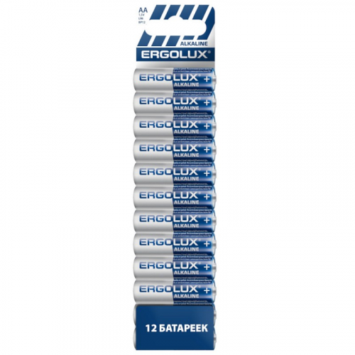 Ergolux Alkaline BP12 LR6 (ПРОМО, LR6 BP12, пальчиковая батарейка АА 1.5В) (упак. 12 шт.), цена за 1 упак