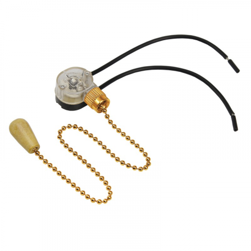 Выключатель для настенного светильника c проводом и деревянным наконечником Gold, индивидуальная упаковка, 1 шт. REXANT, цена за 1 упак