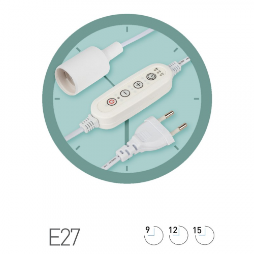 FITO-Time Holder E27 Светильник для растений ЭРА FITO-Time Holder E27 с проводом и таймером для фитоламп с цоколем Е27, цена за 1 шт