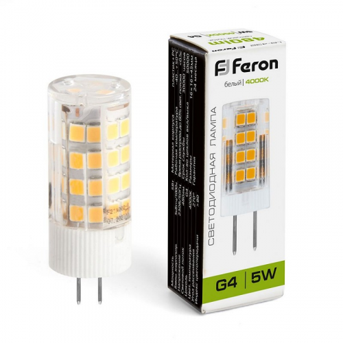 Лампа светодиодная, (5W) 230V G4 4000K JCD, LB-432, цена за 1 шт