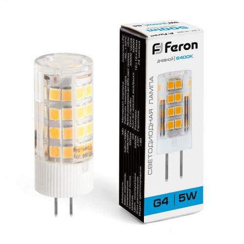 Лампа светодиодная, (5W) 230V G4 6400K JCD, LB-432, цена за 1 шт