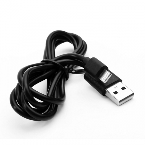 ERGOLUX ELX-CDC03P-C02 ПРОМО (Кабель USB-Lightning, 2А, 1м, Черный, Зарядка+Передача данных, Пакет), цена за 1 шт