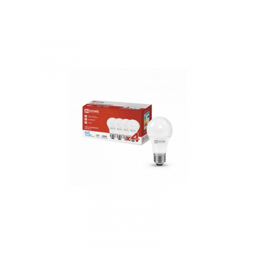 Лампа светодиодная LED-A60-VC 4PACK 15Вт 230В Е27 6500К 1430Лм (4шт./упак) IN HOME, цена за 1 шт