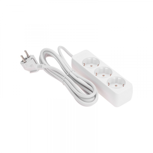 Удлинитель 3 гнезда, 3м, 3х0,75мм², с/з, белый PROconnect, цена за 1 шт