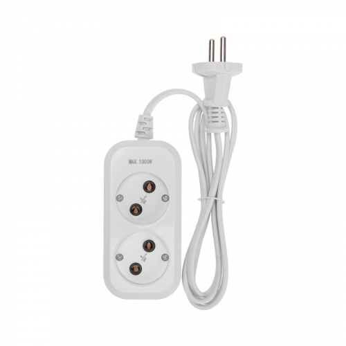 Удлинитель 2 гнезда, 1,5м, 2х0,75мм², б/з, белый PROconnect, цена за 1 шт