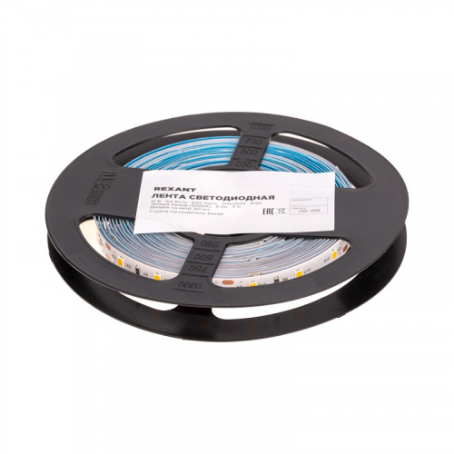 Лента светодиодная 12В, SMD2835, 9,6Вт/м, 60 LED/м, 3000K, 8мм, 5м, IP20 REXANT, цена за 1 шт