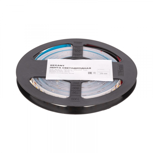 Лента светодиодная 24В, SMD2835, 9,6Вт/м, 120 LED/м, 4000K, 10мм, 5м,IP20 REXANT, цена за 1 шт