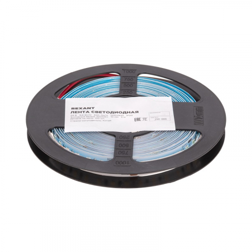 Лента светодиодная 24В, SMD2835, 9,6Вт/м, 120 LED/м, 6500K, 10мм, 5м,IP20 REXANT, цена за 1 шт