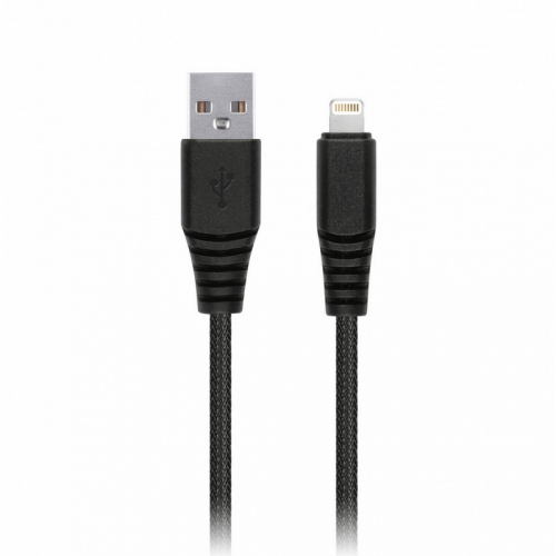 Дата-кабель Smartbuy USB - 8-pin для Apple, "карбон", экстрапрочн., 2.0 м, до 2А, черный (iK-520n-2), цена за 1 шт