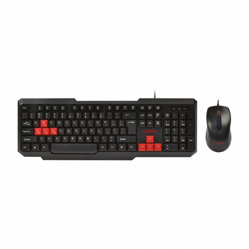 Проводной мультимедийный комплект клавиатура+мышь Smartbuy ONE черно-красный (SBC-230346-KR) /20, цена за 1 шт
