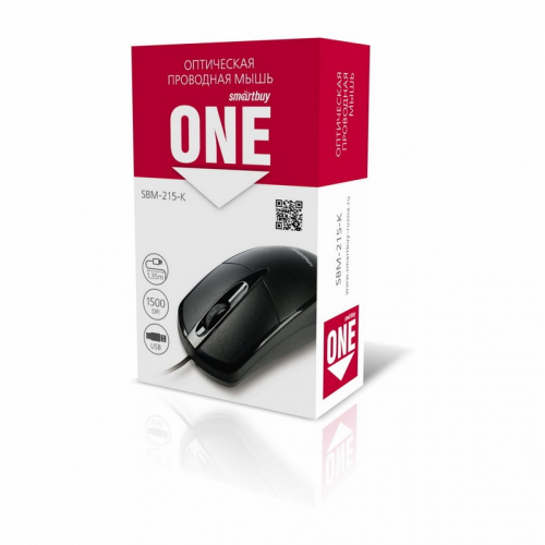 Мышь проводная Smartbuy ONE 215-K черная (SBM-215-K) / 100, цена за 1 шт
