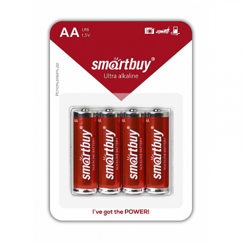 Батарейка алкалиновая Smartbuy LR6/4B (48/480) (SBBA-2A04B) (цена за упаковку, 4 шт), цена за 1 упак