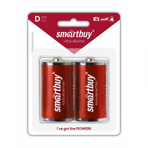 Батарейка алкалиновая Smartbuy LR20/2B (12/96) (SBBA-D02B) (цена за упаковку, 2 шт), цена за 1 упак