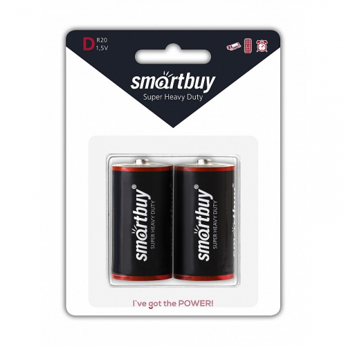 Батарейка солевая Smartbuy R20/2B (12/96) (SBBZ-D02B) (цена за упаковку, 2 шт), цена за 1 упак