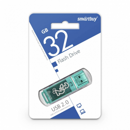 USB 2.0 накопитель Smartbuy 032GB Glossy series Green (SB32GBGS-G), цена за 1 шт