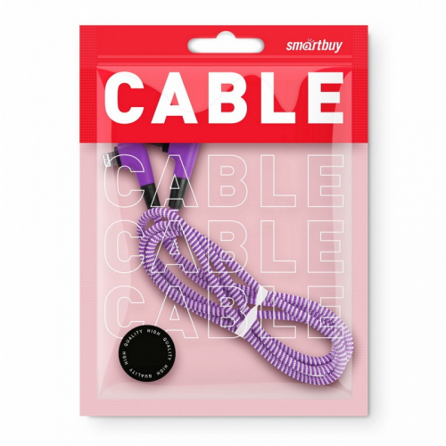 Дата-кабель Smartbuy 8pin SOCKS L-TYPE, фиолетовый, 2 А, 1 м (iK-512NSL violet)/100, цена за 1 шт