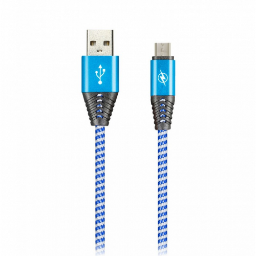 Дата-кабель Smartbuy MicroUSB HEDGEHOG синий 2 А, 1 м (iK-12HH blue)/100, цена за 1 шт