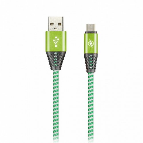 Дата-кабель Smartbuy MicroUSB HEDGEHOG зеленый 2 А, 1 м (iK-12HH green)/100, цена за 1 шт