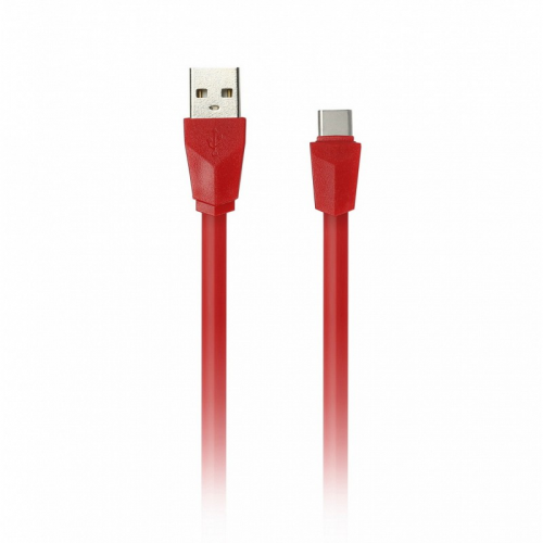 Дата-кабель Smartbuy USB 2.0 - USB TYPE C, плоский, длина 1 м, красный (iK-3112r red)/60, цена за 1 шт