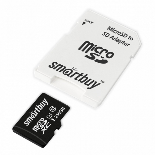 micro SDXC карта памяти Smartbuy 256GB U3 V30 A1 Advanced R/W up to 90/55 с адапт (SB256GBSDU1A-AD), цена за 1 шт