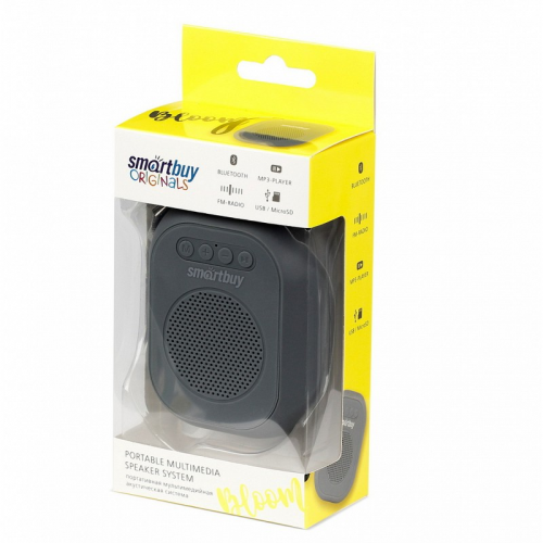 Портативная акустическая система Smartbuy BLOOM, 3Вт, Bluetooth, MP3, FM-радио, серая (SBS-180)/30, цена за 1 шт