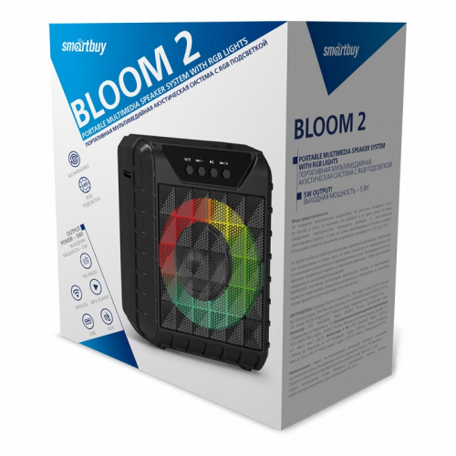 Портативная акустическая системаSmartbuy BLOOM 2, 5Вт, Bluetooth, MP3, FM, RGB-подсветка (SBS-5270)/30, цена за 1 шт
