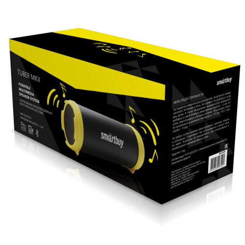 Акустическая система Smartbuy TUBER MKII, 6 Вт, Bluetooth, MP3-плеер, FM-радио, черн/желт(арт.SBS-4200)/18, цена за 1 шт