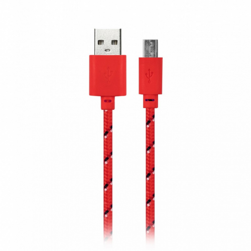 Дата-кабель Smartbuy USB - micro USB, нейлон, длина 1 м, красный (iK-12n red), цена за 1 шт
