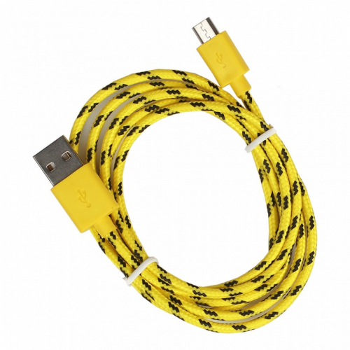 Дата-кабель Smartbuy USB - micro USB, нейлон, длина 1 м, желтый (iK-12n yellow)/500, цена за 1 шт