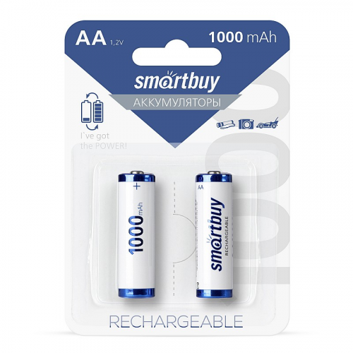 Аккумулятор NiMh Smartbuy AA/2BL 1000 mAh (24/240) (SBBR-2A02BL1000) (цена за упаковку, 2 шт), цена за 1 упак
