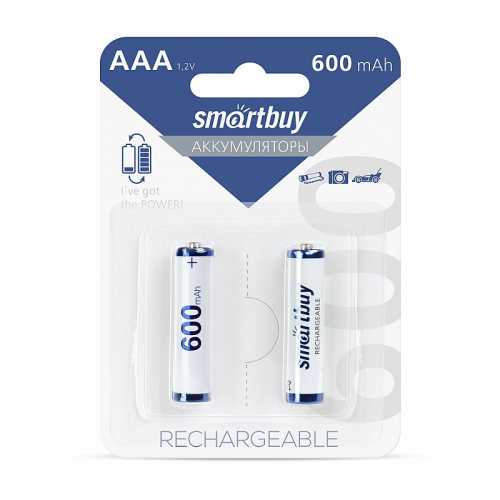 Аккумулятор NiMh Smartbuy AAA/2BL 600 mAh (24/240) (SBBR-3A02BL600) (цена за упаковку, 2 шт), цена за 1 упак