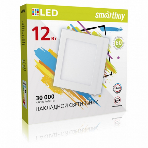 Накладной (LED) светильник Square SDL Smartbuy-12w/6500K/IP40 (SBL-SqSDL-12-65K)/40, цена за 1 шт